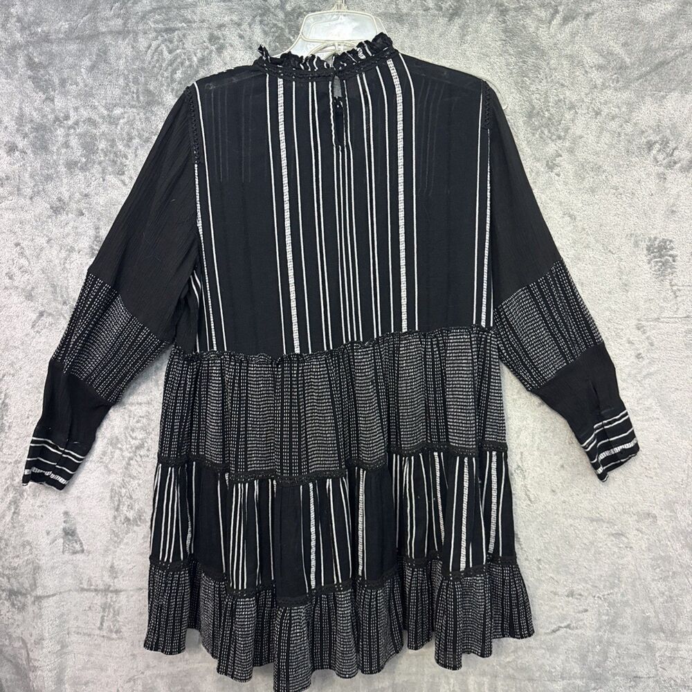 Zara Woman dress 2x black white tiered long sleeve full a line knee length - Picture 7 of 9